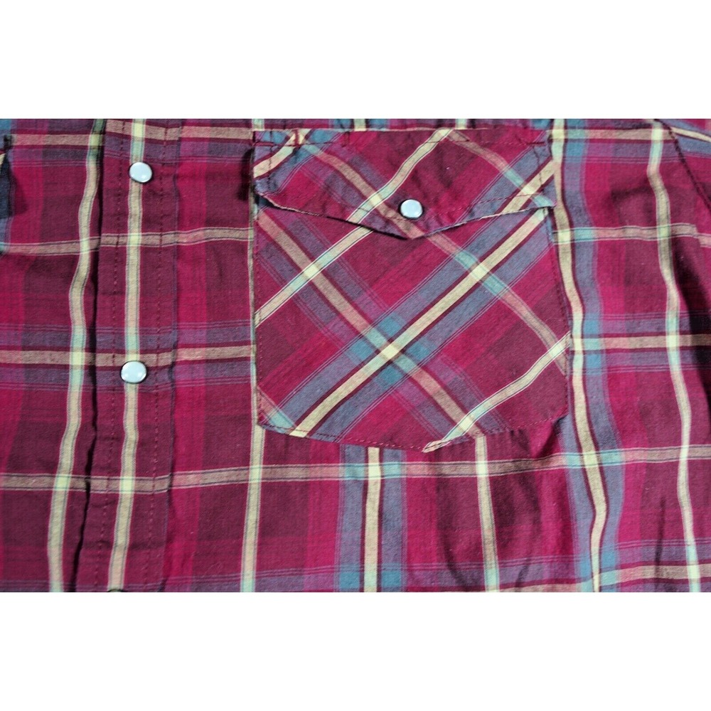 HB Shirt Men's Size XXL Red Plaid Western Style Long Sleeve Pearl Snap Shirt.